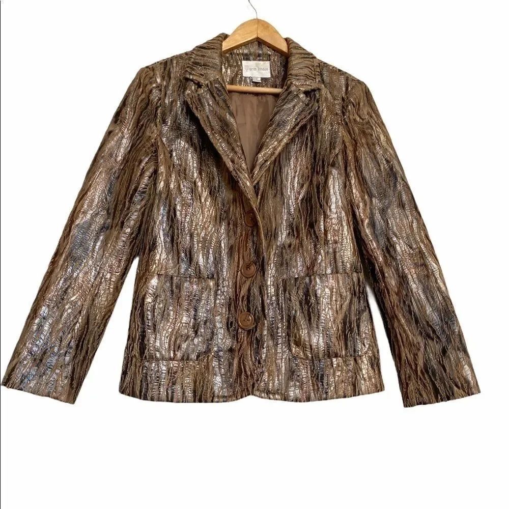Erin London Faux Leather Snake Texture Blazer SZ S